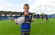 14 October 2017; Matchday mascot 10 year old Nicholas Holmes, from Dublin, ahead of the European Rugby Champions Cup Pool 3 Round 1 match between Leinster and Montpellier at the RDS Arena in Dublin.   Photo by Ramsey Cardy/Sportsfile