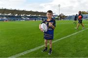 14 October 2017; Matchday mascot 7 year old Jayden Moore-Connors, from Clondalkin, Dublin, ahead of the European Rugby Champions Cup Pool 3 Round 1 match between Leinster and Montpellier at the RDS Arena in Dublin.   Photo by Ramsey Cardy/Sportsfile