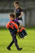 14 October 2017; Cian Manning, son of Kilmacud Crokes selector Karl Manning, during the warm-up before the Dublin County Senior Football Championship Semi-Final match between Ballymun Kickhams and Kilmacud Crokes at Parnell Park in Dublin. Photo by Piaras Ó Mídheach/Sportsfile