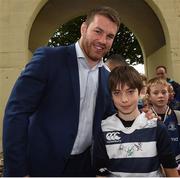 14 October 2017; Leinster player Sean O'Brien with Leinster supporter Andy Corrigan from Baltinglass, Co. Wicklow in Autograph Ally, ahead of the European Rugby Champions Cup Pool 3 Round 1 match between Leinster and Montpellier at the RDS Arena in Dublin. Photo by Matt Browne/Sportsfile