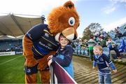 14 October 2017; Leinster supporters with Leo The Lion ahead of the European Rugby Champions Cup Pool 3 Round 1 match between Leinster and Montpellier at the RDS Arena in Dublin. Photo by Stephen McCarthy/Sportsfile