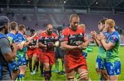 14 October 2017; A dejected Geoffrey Fabbri of Oyonnax leads his team from the pitch following the European Rugby Challenge Cup Pool 5 Round 1 match between Oyonnax and Connacht at Stade de Geneve in Geneva, Switzerland. Photo by Sam Barnes/Sportsfile