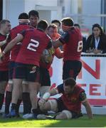 15 October 2017; Munster players congratulate team-mate Dave Kilcoyne on scoring their side's second try during the European Rugby Champions Cup Pool 4 Round 1 match between Castres Olympique and Munster at Stade Pierre Antoine in Castres, France. Photo by Brendan Moran/Sportsfile