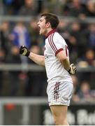 15 October 2017; Cormac Doherty of Slaughtneil celebrates after scoring a point during the AIB Ulster GAA Football Senior Club Championship First Round match between Kilcoo and Slaughtneil at Páirc Esler in Down. Photo by Seb Daly/Sportsfile