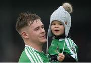 15 October 2017; Adam Tyrell of Moorefield with his daughter Maci, in the pre-match parade, before the Kildare County Senior Football Championship Final match between Celbridge and Moorefield at St Conleth's Park in Newbridge, Co Kildare. Photo by Piaras Ó Mídheach/Sportsfile
