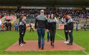 15 October 2017; Omagh St Enda's All Ireland Scor set dance winners providing the pre match entrtainment before the Tyrone County Senior Football Championship Final match between Errigal Ciaran and Omagh St Enda's at Healy Park in Tyrone. Photo by Oliver McVeigh/Sportsfile