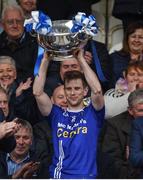 15 October 2017; Scotstown captain Donal Morgan lifts the Mick Duffy Cup after the Monaghan County Senior Football Championship Final match between Magheracloone and Scotstown at St Tiernach's Park in Monaghan. Photo by Philip Fitzpatrick/Sportsfile