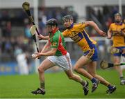 15 October 2017; Conor Harrison of Clooney Quin in action against Cathal Malone of Sixmilebridge during the Clare County Senior Hurling Championship Final match between Clooney Quin and Sixmilebridge at Cusack Park in Ennis County Clare. Photo by Ray McManus/Sportsfile