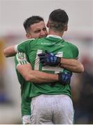 15 October 2017; Ryan Houlihan of Moorefield, left, celebrates with team-mate Éanna O'Connor after the Kildare County Senior Football Championship Final match between Celbridge and Moorefield at St Conleth's Park in Newbridge, Co Kildare. Photo by Piaras Ó Mídheach/Sportsfile