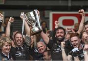 15 October 2017; Connor O'Donnell and Joe McMahon of Omagh St Enda's hold aloft the O'Neill cup after the Tyrone County Senior Football Championship Final match between Errigal Ciaran and Omagh St Enda's at Healy Park in Tyrone. Photo by Oliver McVeigh/Sportsfile