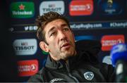 14 October 2017; Montpellier assistant coach Nathan Hines during a press conference following the European Rugby Champions Cup Pool 3 Round 1 match between Leinster and Montpellier at the RDS Arena in Dublin. Photo by Ramsey Cardy/Sportsfile