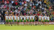 5 August 2012; The Donegal first 15 stand for the National Anthem. GAA Football All-Ireland Senior Championship Quarter-Final, Donegal v Kerry, Croke Park, Dublin. Picture credit: Ray McManus / SPORTSFILE
