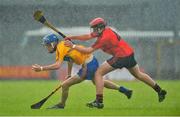 28 July 2012; Bobby Duggan, Clare, in action against Caolan Taggart, Down. Electric Ireland GAA Hurling Minor Championship Quarter-Final, Down v Clare, Cusack Park, Mullingar, Co. Westmeath. Picture credit: Barry Cregg / SPORTSFILE