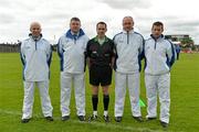 15 July 2012; Referee Shane Hehir with umpires, from left, Ciaran Coyne, Tom Dunworth, Enda Moloney and John Keane. Connacht GAA Football Minor Championship Final, Mayo v Roscommon, Dr. Hyde Park, Roscommon. Picture credit: Barry Cregg / SPORTSFILE