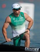 10 August 2012; Ireland's Andrej Jezierski after his heat of the men's canoe single C1 200m sprint where he finished 2nd and qualified for the semi-final. London 2012 Olympic Games, Canoeing, Eton Dorney, Buckinghamshire, London, England. Picture credit: Brendan Moran / SPORTSFILE