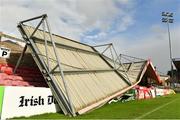 16 October 2017; A view of the damage to the Derrynane Stand at Turners Cross Stadium, home of Cork City Football Club, due to Storm Ophelia. Photo by Eóin Noonan/Sportsfile