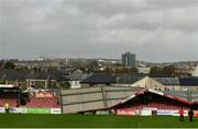 16 October 2017; A view of the damage to the Derrynane Stand at Turners Cross Stadium, home of Cork City Football Club, due to Storm Ophelia. Photo by Eóin Noonan/Sportsfile