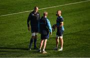 17 October 2017; Devin Toner and Scott Fardy in conversation with Leinster head coach Leo Cullen during Leinster Rugby Squad Training at Donnybrook Stadium in Dublin. Photo by Cody Glenn/Sportsfile