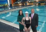 17 October 2017; Allianz have been announced as the title sponsors of the Para Swimming Allianz European Championships which will be held at the National Aquatic Centre in 300 days time from August 13-19th 2018. Pictured at the announcement are Chairperson of the Local Organising Committee, Miriam Malone, Paralympic Bronze medallist Ellen Keane and Sean McGrath, CEO, Allianz. Photo by Ramsey Cardy/Sportsfile