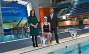 17 October 2017; Allianz have been announced as the title sponsors of the Para Swimming Allianz European Championships which will be held at the National Aquatic Centre in 300 days time from August 13-19th 2018. Pictured at the announcement are Chairperson of the Local Organising Committee, Miriam Malone, Paralympic Bronze medallist Ellen Keane and Sean McGrath, CEO, Allianz. Photo by Ramsey Cardy/Sportsfile