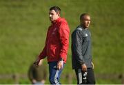 17 October 2017; Munster technical coach Felix Jones and Simon Zebo during Munster Rugby Squad Training at the University of Limerick in Limerick. Photo by Diarmuid Greene/Sportsfile