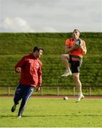 17 October 2017; Andrew Conway of Munster and Munster technical coach Felix Jones during Munster Rugby Squad Training at the University of Limerick in Limerick. Photo by Diarmuid Greene/Sportsfile