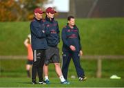 17 October 2017; Munster defence coach Jacques Nienaber, Tyler Bleyendaal, and Munster director of rugby Rassie Erasmus during Munster Rugby Squad Training at the University of Limerick in Limerick. Photo by Diarmuid Greene/Sportsfile