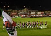 17 October 2017; Cork City and Derry City players shake hands in front of the Derrynane Stand, before the SSE Airtricity League Premier Division match between Cork City and Derry City at Turners Cross in Cork. Photo by Stephen McCarthy/Sportsfile