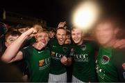 17 October 2017; Cork City players from left, Conor McCormack, Karl Sheppard, Kieran Sadlier and Jimmy Keohane celebrate winning the SSE Airtricity League Premier Division after the SSE Airtricity League Premier Division match between Cork City and Derry City at Turners Cross, in Cork. Photo by Stephen McCarthy/Sportsfile
