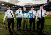 18 October 2017; Former Dublin footballer Ger Brennan, with, from left, Superintendent Gerard Murphy, Superintendent Dan Flavin, Assistant Garda Commissioner Pat Leahy, and Chief Superintendent Seán Ward, in attendance at the launch of the inaugural Dublin North Central Garda Youth Awards in association with Croke Park. These awards are being launched to celebrate outstanding young people between 13 and 21 years of age and will recognise the good work being done by young people throughout the communities of Dublin North Central. Find out more at crokepark.ie/YouthAwards Photo by Piaras Ó Mídheach/Sportsfile