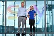 19 October 2017; Irish Paralympic swimmer, Ellen Keane, right, pictured with JD Buckley, Managing Director, Sky Ireland, is amongst ten sportspeople across a range of sports that have been recruited to the Sky Sports Scholarship Programme. The Sky Sports Scholarship Programme which is now in its third cycle, will see Ellen and 11 other rising stars from the world of sport benefit from unrivalled funding, new opportunities and even more focused support. The 22-year-old from Clontarf was at Sky Ireland’s headquarters on Thursday 19th October, talking to media about her inclusion in the programme and her ambitions to make the podium at the Paralympic Games in Tokyo in three years’ time. Next year will also be an important one for Ellen as Ireland prepares to host the Paralympic Swimming European Championships at the National Aquatic Centre in Dublin. Photo by Brendan Moran/Sportsfile