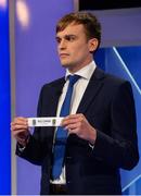 19 October 2017; Roscommon footballer Enda Smith draws out the name of Roscommon during the 2018 GAA Championship Draw at RTÉ Studios in Donnybrook, Dublin. Photo by Piaras Ó Mídheach/Sportsfile