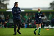 20 October 2017; Denise O'Sullivan and Republic of Ireland Women's National Team press officer Kieran Crowley during a Republic of Ireland training session at the FAI National Training Centre in Abbotstown, Dublin. Photo by Stephen McCarthy/Sportsfile
