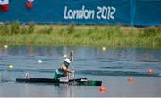 10 August 2012; Ireland's Andrej Jezierski competes in the semi-final of the men's canoe single C1 200m sprint where he finished 4th and progressed to the B final. London 2012 Olympic Games, Canoeing, Eton Dorney, Buckinghamshire, London, England. Picture credit: Brendan Moran / SPORTSFILE