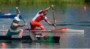 10 August 2012; Ireland's Andrej Jezierski leads Khaled Houcine, Tunisia, in the semi-final of the men's canoe single C1 200m sprint where he finished 4th and progressed to the B final. London 2012 Olympic Games, Canoeing, Eton Dorney, Buckinghamshire, London, England. Picture credit: Brendan Moran / SPORTSFILE