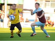 10 August 2012; Keith Ward, Bohemians, in action against Peter Hynes, Drogheda United. Airtricity League Premier Division, Drogheda United v Bohemians, Hunky Dory Park. Drogheda, Co. Louth. Photo by Sportsfile