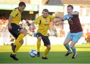 10 August 2012; Adam Martin, left, and Keith Ward, Bohemians, in action against Peter Hynes, Drogheda United. Airtricity League Premier Division, Drogheda United v Bohemians, Hunky Dory Park. Drogheda, Co. Louth. Photo by Sportsfile