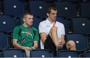 10 August 2012; Team Ireland boxers Paddy Barnes, left, and Adam Nolan watch Michael Conlon's fly 52kg semi-final contest. London 2012 Olympic Games, Boxing, South Arena 2, ExCeL Arena, Royal Victoria Dock, London, England. Picture credit: Stephen McCarthy / SPORTSFILE
