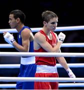 10 August 2012; Michael Conlan, Ireland, reacts after his fly 52kg semi-final contest. London 2012 Olympic Games, Boxing, South Arena 2, ExCeL Arena, Royal Victoria Dock, London, England. Picture credit: Stephen McCarthy / SPORTSFILE