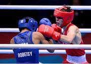 10 August 2012; Michael Conlan, Ireland, right, exchanges punches with Robeisy Ramirez Carrazana, Cuba, during their fly 52kg semi-final contest. London 2012 Olympic Games, Boxing, South Arena 2, ExCeL Arena, Royal Victoria Dock, London, England. Picture credit: Stephen McCarthy / SPORTSFILE