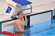 11 August 2012; Ireland's Arthur Lanigan-O’Keeffe checks the clock after finishing 2nd in his heat of the swimming discipline in the modern pentathlon, where he finished 9th out of 36 competitors in the swimming discipline and 21st overall after 2 events. London 2012 Olympic Games, Modern Pentathlon, Aquatic Centre, Olympic Park, Stratford, London, England. Picture credit: Brendan Moran / SPORTSFILE