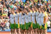 5 August 2012; The Donegal team stand for the National Anthem. GAA Football All-Ireland Senior Championship Quarter-Final, Donegal v Kerry, Croke Park, Dublin. Photo by Sportsfile