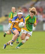 11 August 2012; Naomi Carroll, Clare, in action against Orla Byrne, Meath. TG4 All-Ireland Ladies Football Senior Championship Qualifier Round 2, Clare v Meath, St. Brendan’s Park, Birr, Co. Offaly. Picture credit: Barry Cregg / SPORTSFILE