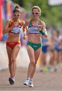 11 August 2012; Ireland's Olive Loughnane competes alongside Beartiz Pascual, Spain, in the women's 20km race walk where she finished 13th. London 2012 Olympic Games, Athletics, The Mall, Westminster, London, England. Picture credit: Brendan Moran / SPORTSFILE