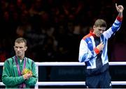 11 August 2012; Team Ireland's John Joe Nevin applauds as Great Britain's Luke Campbell is announced as the men's bantam 56kg Olympic Champion. London 2012 Olympic Games, Boxing, South Arena 2, ExCeL Arena, Royal Victoria Dock, London, England. Picture credit: Stephen McCarthy / SPORTSFILE