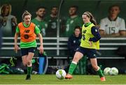20 October 2017; Tyler Toland, right, and Leanne Kiernan during a Republic of Ireland training session at the FAI National Training Centre in Abbotstown, Dublin. Photo by Stephen McCarthy/Sportsfile