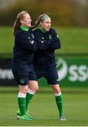 20 October 2017; Claire O'Riordan, right, and Amber Barrett during a Republic of Ireland training session at the FAI National Training Centre in Abbotstown, Dublin. Photo by Stephen McCarthy/Sportsfile