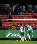 20 October 2017; Ryan Delaney, left, of Cork City celebrates after scoring his side's first goal during the SSE Airtricity League Premier Division match between St Patrick's Athletic and Cork City at Richmond Park in Dublin. Photo by Stephen McCarthy/Sportsfile
