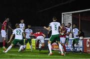 20 October 2017; Jordi Balk of St Patrick's Athletic scores his side's first goal during the SSE Airtricity League Premier Division match between St Patrick's Athletic and Cork City at Richmond Park in Dublin. Photo by Stephen McCarthy/Sportsfile