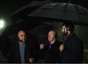 20 October 2017; Former St Patrick's Athletic managers, Brian Kerr, centre, and Johnny McDonnell and former player Damien Lynch during the SSE Airtricity League Premier Division match between St Patrick's Athletic and Cork City at Richmond Park in Dublin. Photo by Stephen McCarthy/Sportsfile